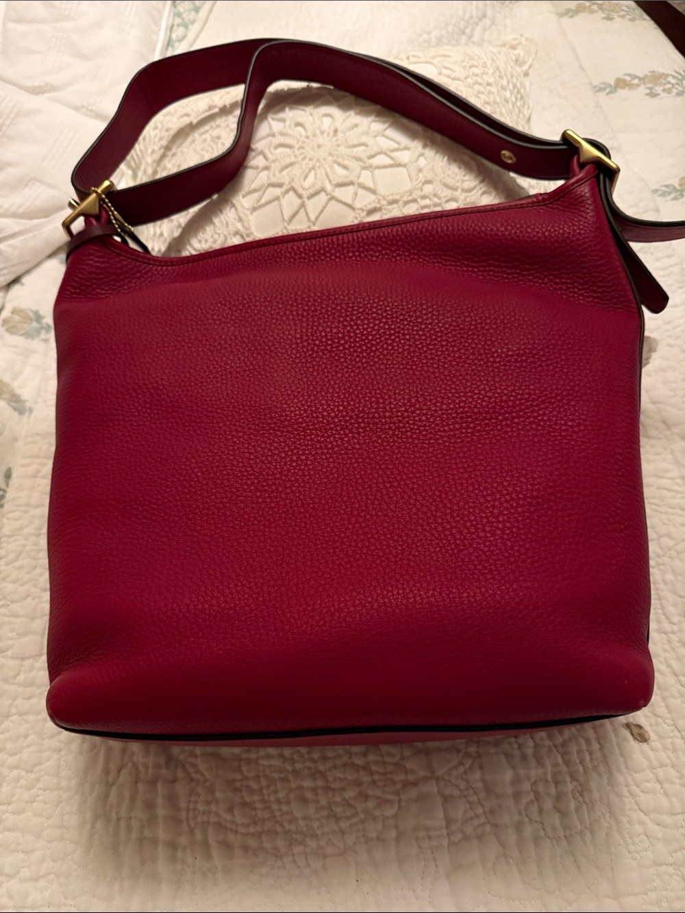 Classic  Coach Structured Shoulder Bag - Deep Berry